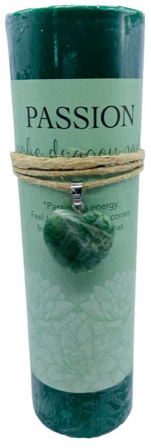 Passion pillar candle with Dragon Snake Jade heart